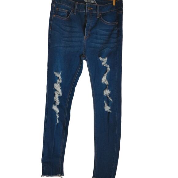 Wild Fable Dark Indigo Denim Skinny Jeans High Rise Thrashed Size 8 - Picture 1 of 9
